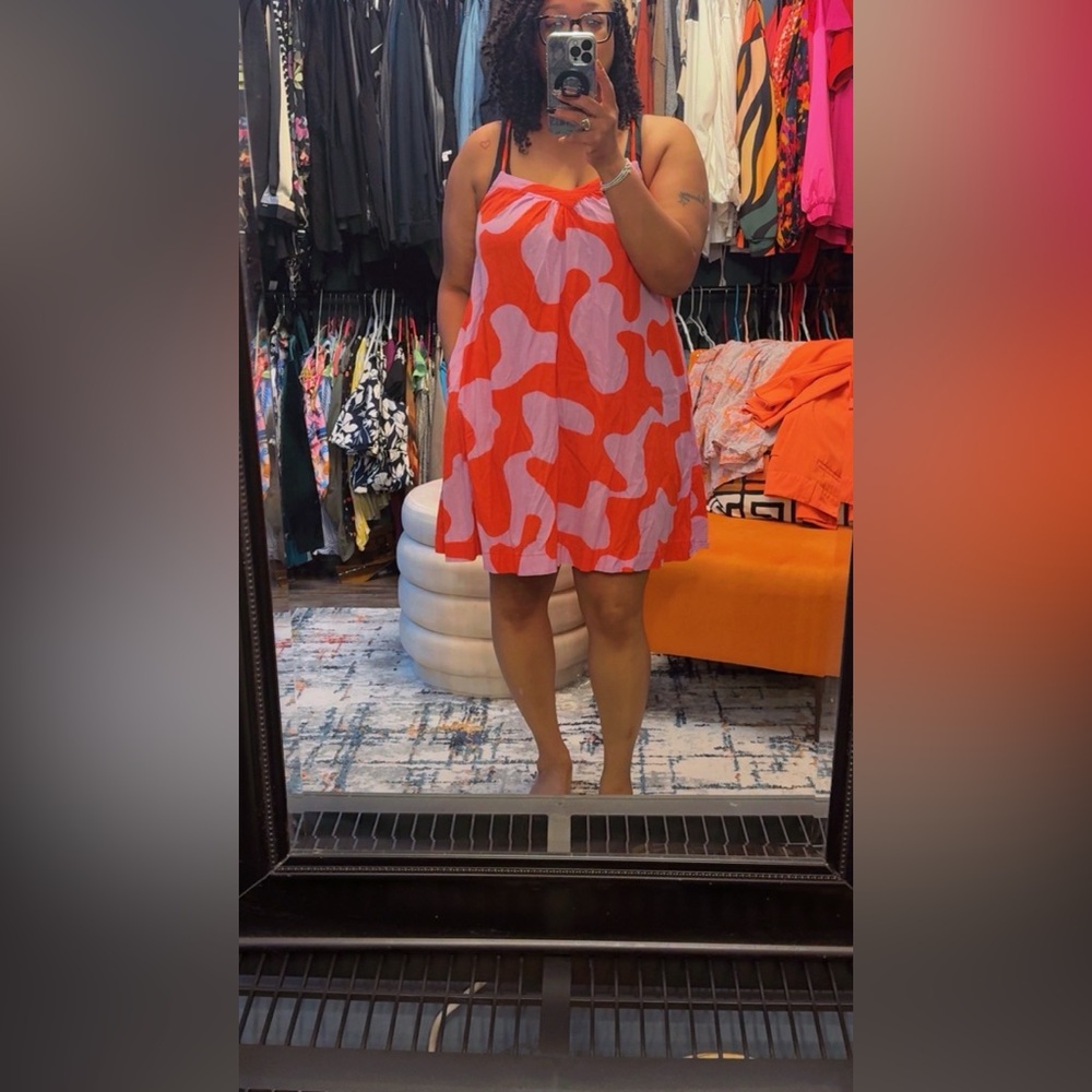 Red and Pink Patterned Dress